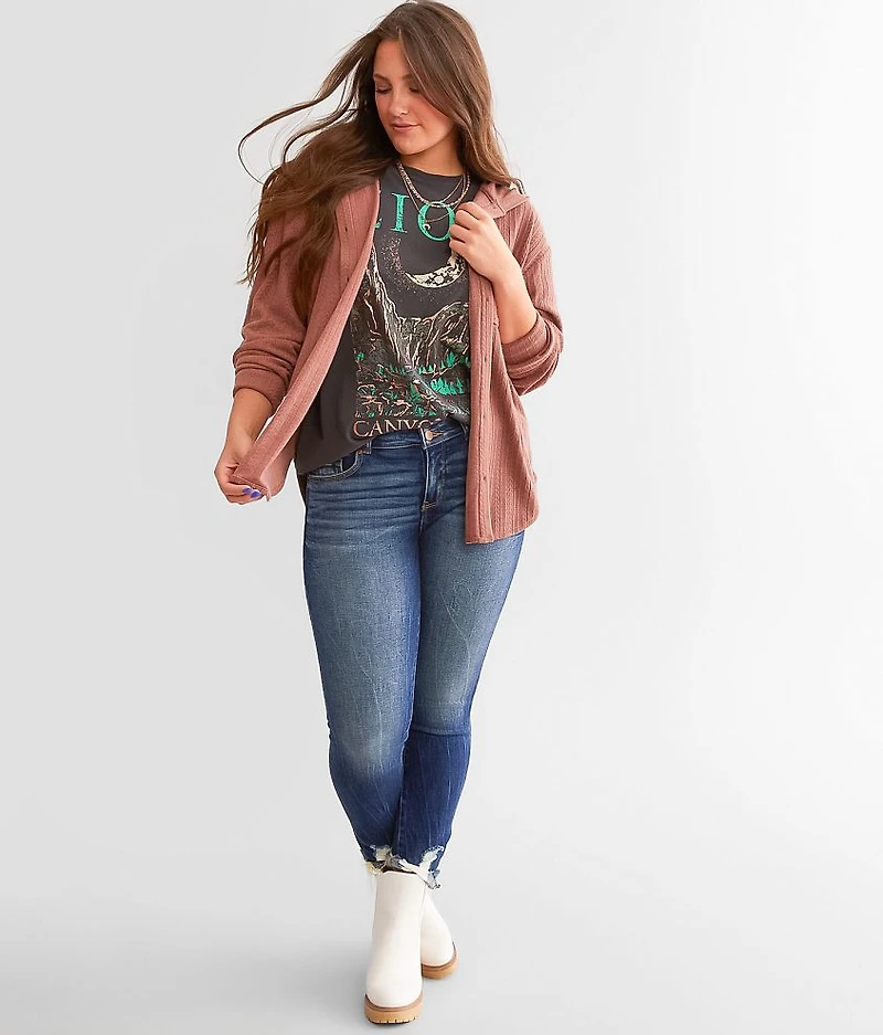 Ribbed Knit Hooded Shirt