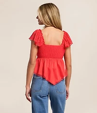 Lace & Swiss Dot Mesh Hanky Top