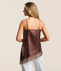 Satin Polka Dot Asymmetrical Tank Top
