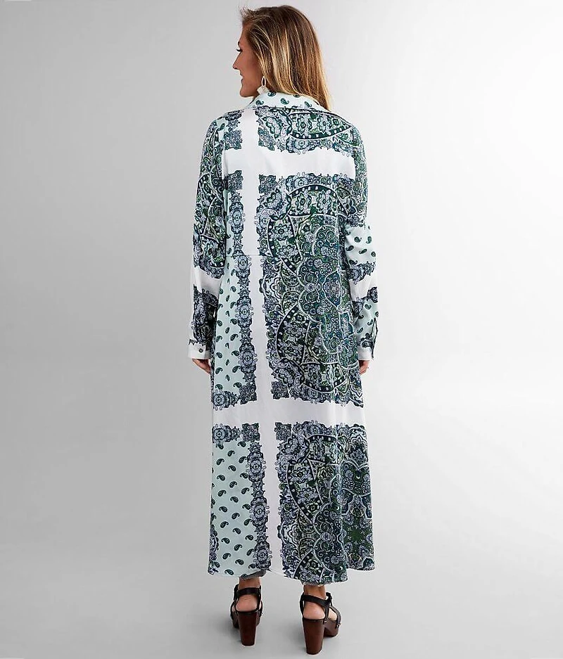 Satin Paisley Medallion Duster Kimono