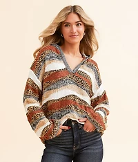 Nubby Stripe Hooded Sweater