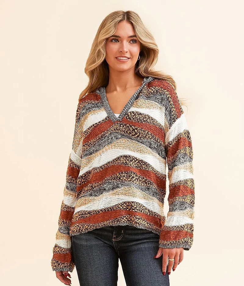 Nubby Stripe Hooded Sweater