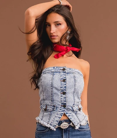 Corset Denim Tube Top