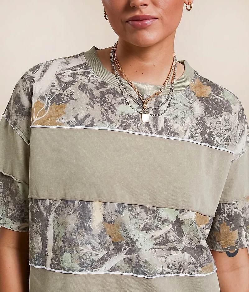 Pieced Camo Oversized T-Shirt