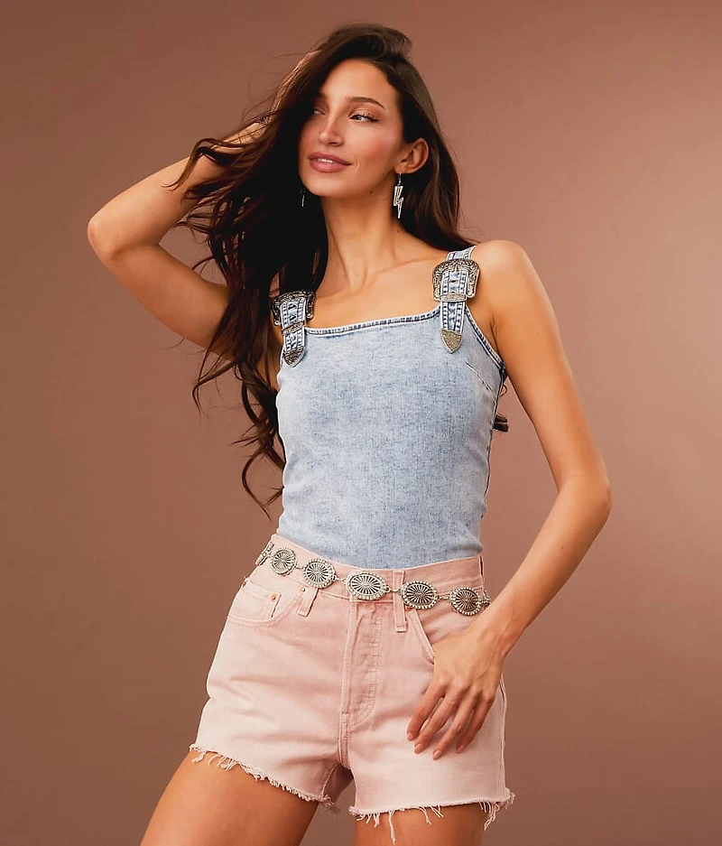 Buckle Strap Denim Tank Top
