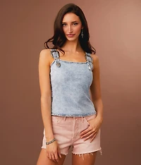 Buckle Strap Denim Tank Top