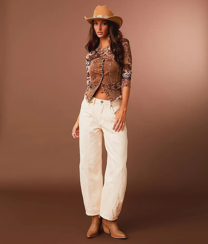Washed Denim Stretch Tube Top