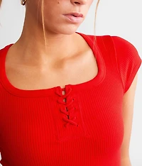 Seamless Lace-Up Top