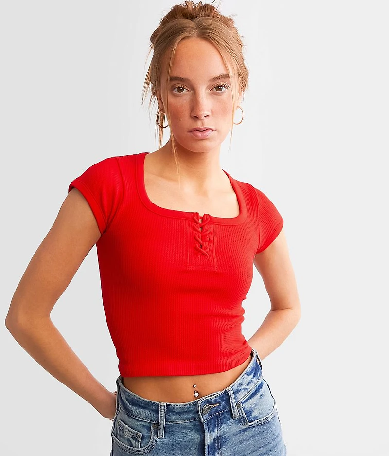 Seamless Lace-Up Top