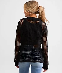 Open Stitch Cardigan Sweater