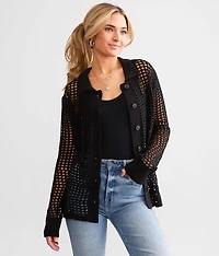 Open Stitch Cardigan Sweater