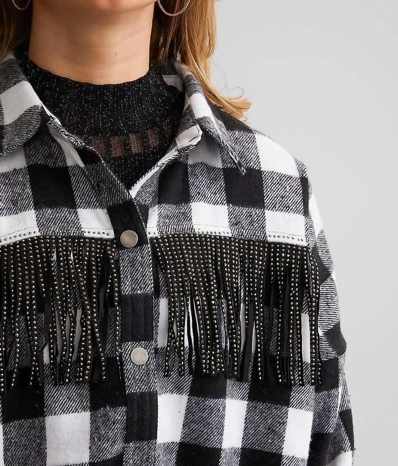 Rhinestone Fringe Shacket