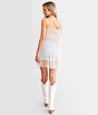 Faux Pearl Mesh Tank Top