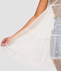 Faux Pearl Mesh Tank Top