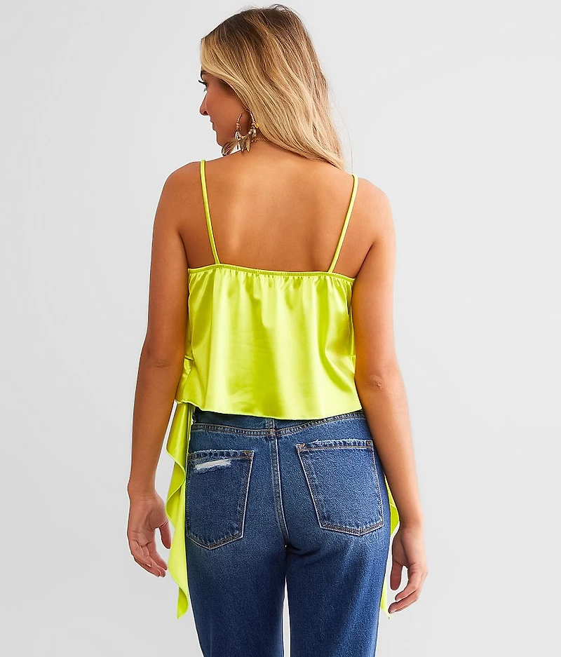 Satin Ruffle Tank Top