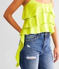 Satin Ruffle Tank Top