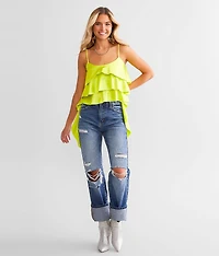 Satin Ruffle Tank Top