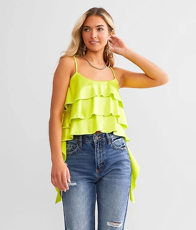 Satin Ruffle Tank Top