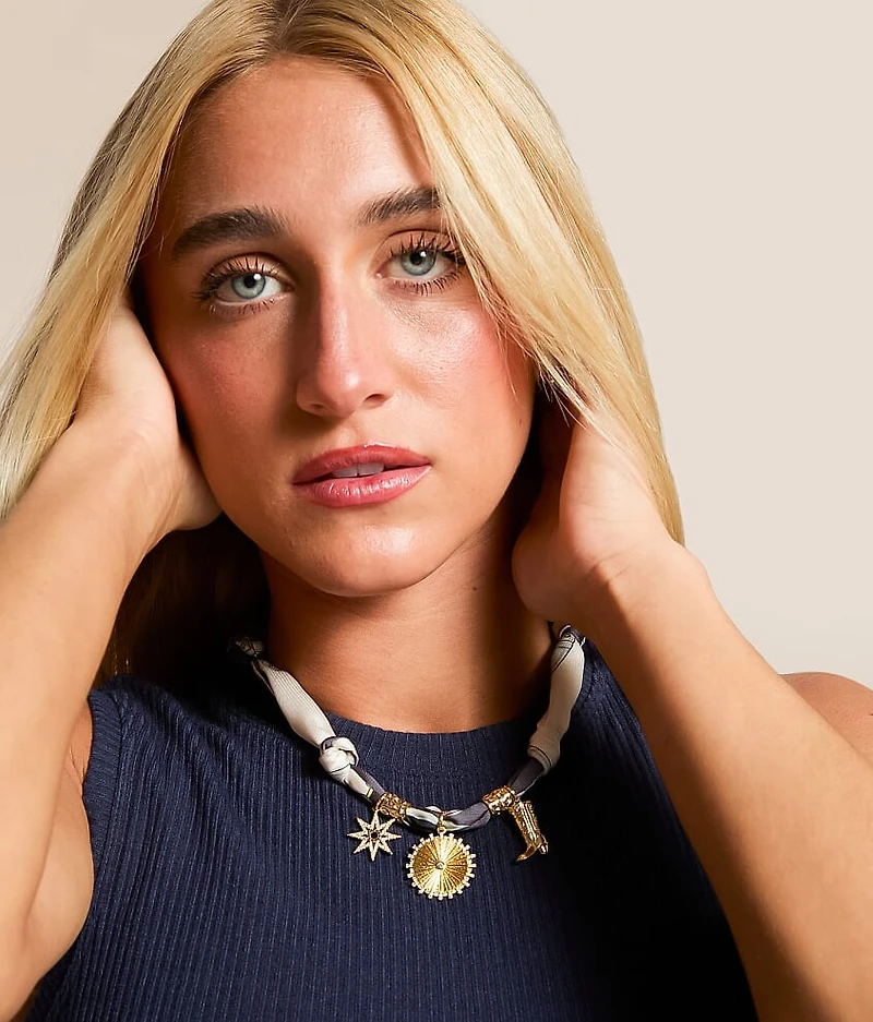 Amanda Multi Charm Scarf Necklace