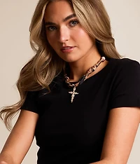 Leopard Charm Scarf Necklace