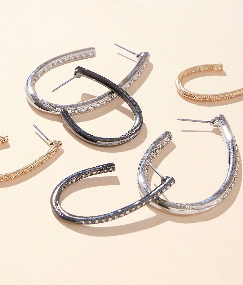 3 Pack Glitz Oblong Earring Set