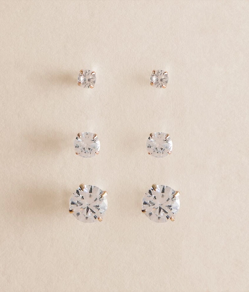 3 Pack Rhinestone Earring Set