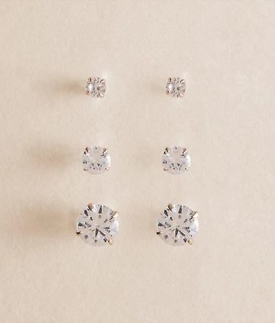 3 Pack Rhinestone Earring Set