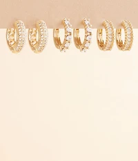 3 Pack Glitz Hoop Earring Set