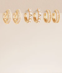 3 Pack Glitz Hoop Earring Set