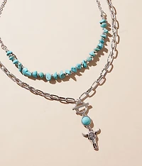 2 Pack Western Steer Necklace Set