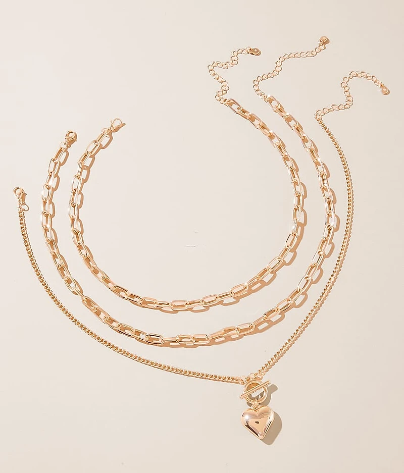 3 Pack Heart Necklace Set