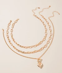 3 Pack Heart Necklace Set