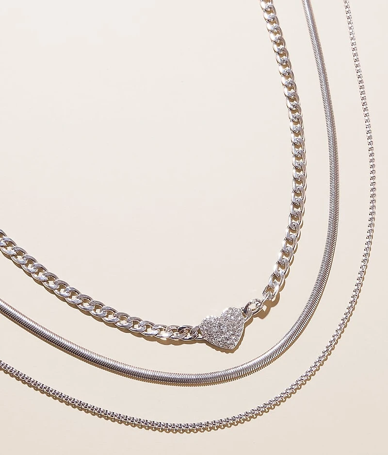 3 Pack Heart Necklace Set