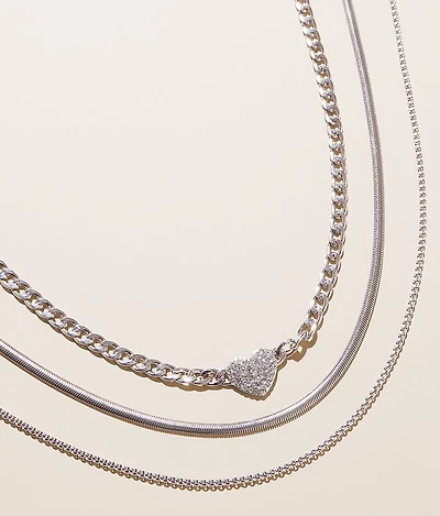 3 Pack Heart Necklace Set