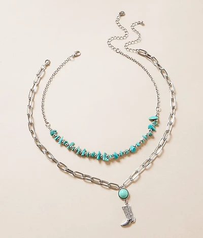 2 Pack Glitz Boot Necklace