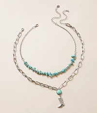 2 Pack Glitz Boot Necklace