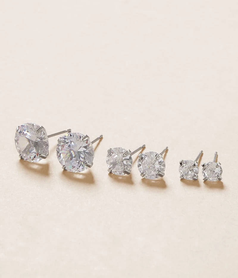 3 Pack Glitz Stud Earring Set