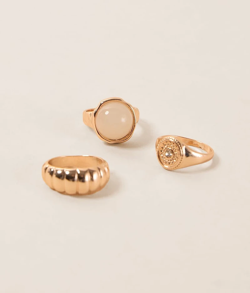 3 Pack Stone Ring Set