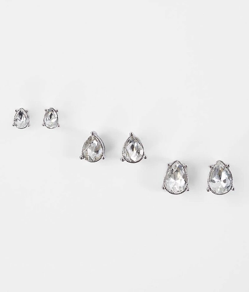Rhinestone Teardrop Earring Set