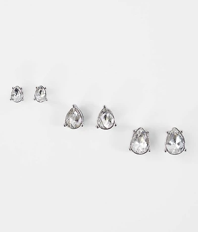 Rhinestone Teardrop Earring Set