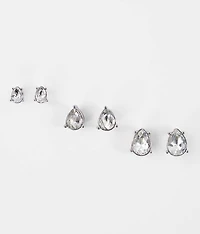 Rhinestone Teardrop Earring Set