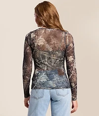 Camo Mesh Top