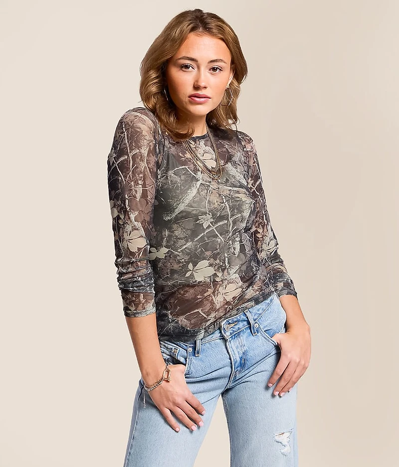 Camo Mesh Top
