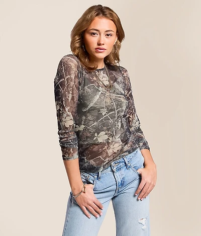 Camo Mesh Top