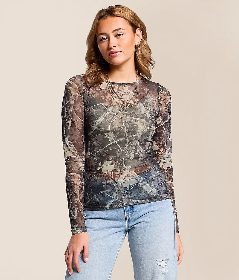 Camo Mesh Top