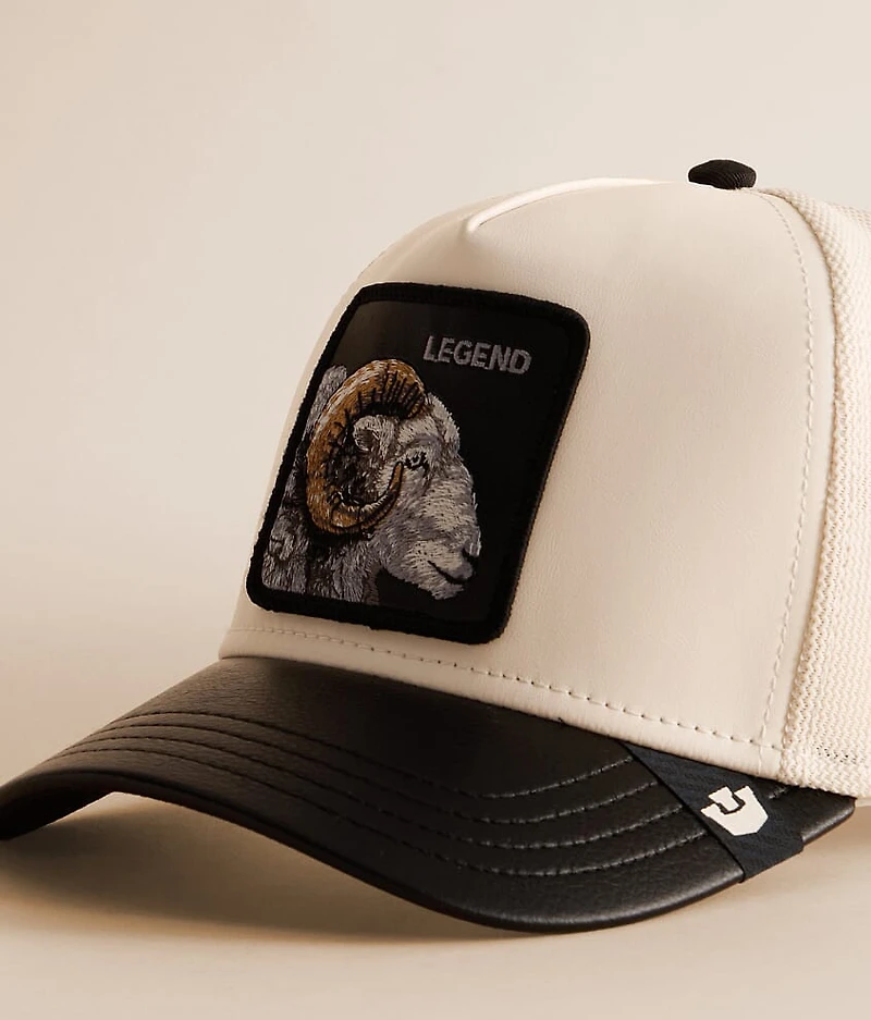 Faux Leather Ram Trucker Hat