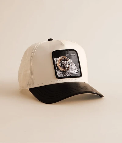 Faux Leather Ram Trucker Hat