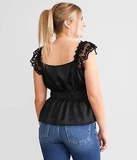 Satin Peplum Tank Top