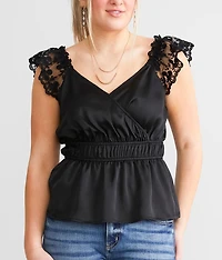 Satin Peplum Tank Top
