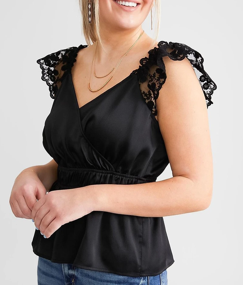 Satin Peplum Tank Top